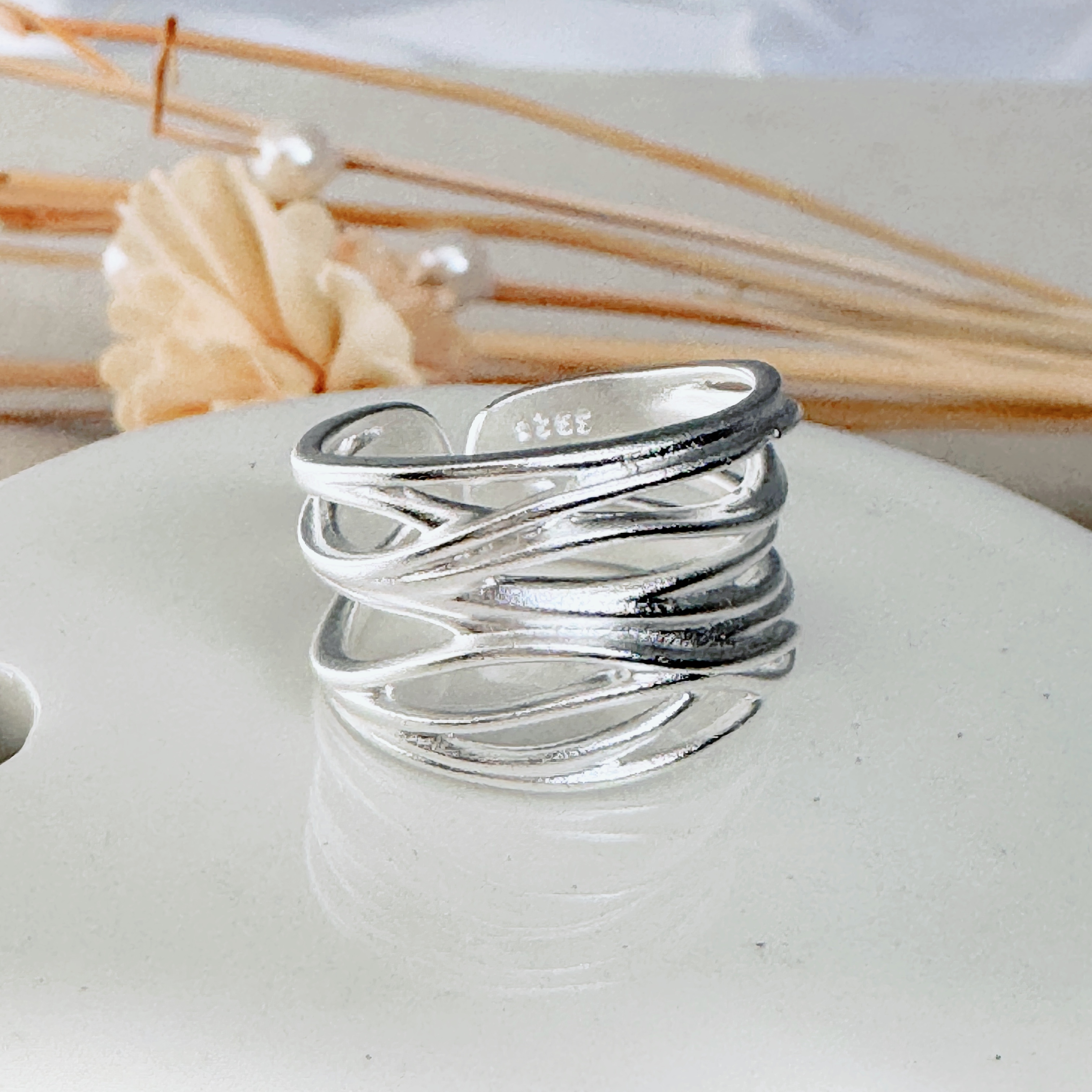 Anillo múltiple de plata unitalla