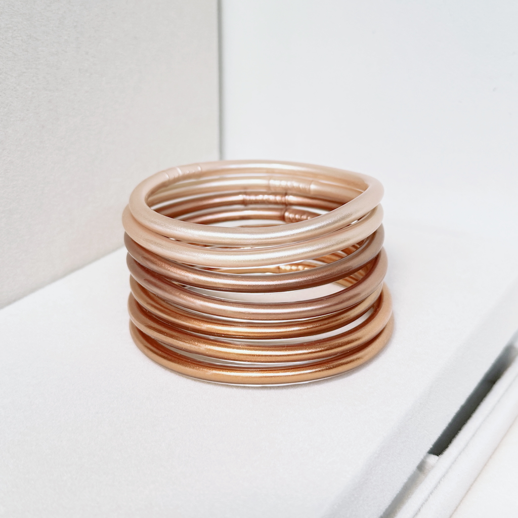 Pulseras de gel cobre-rosa