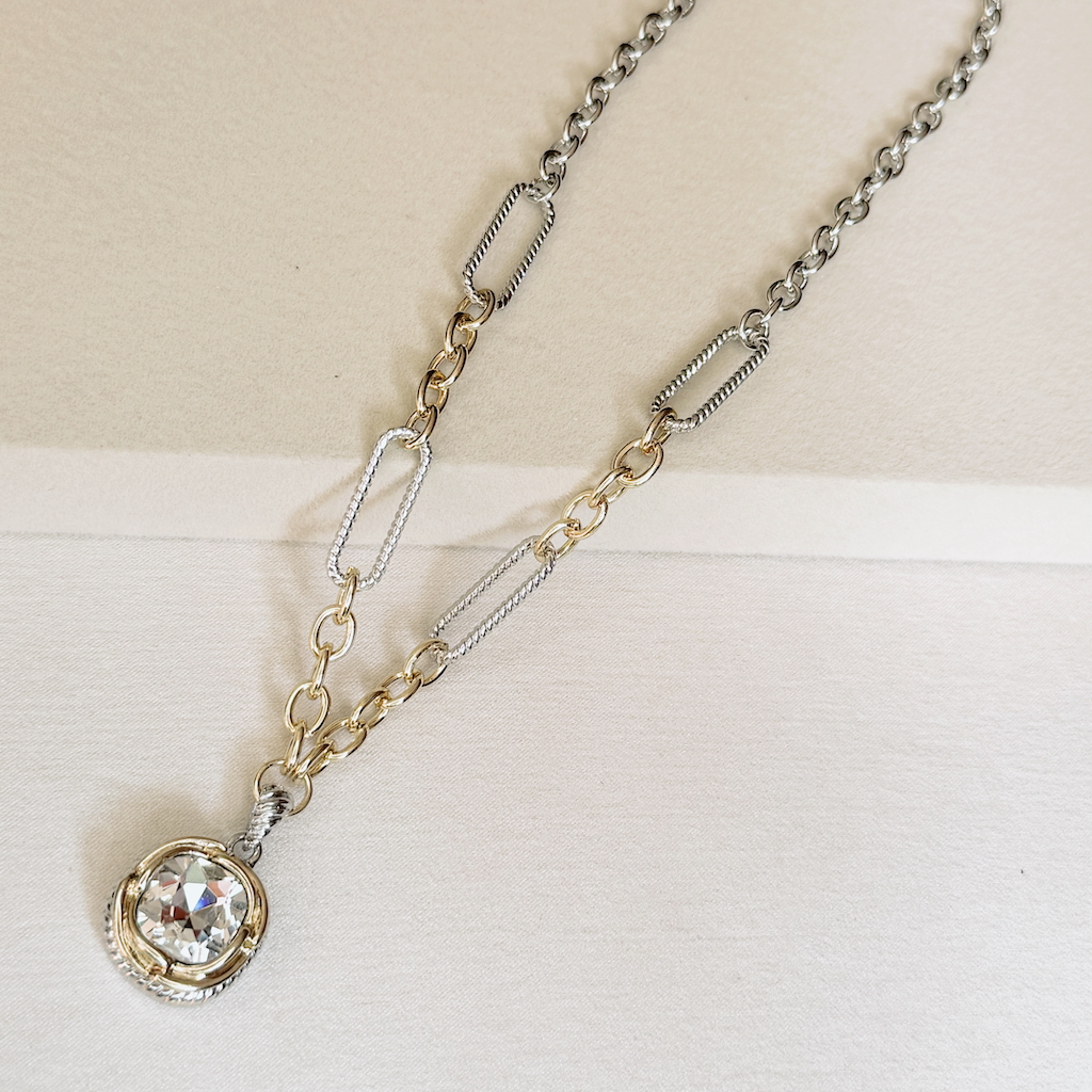 Collar gold&silver cristal transparente
