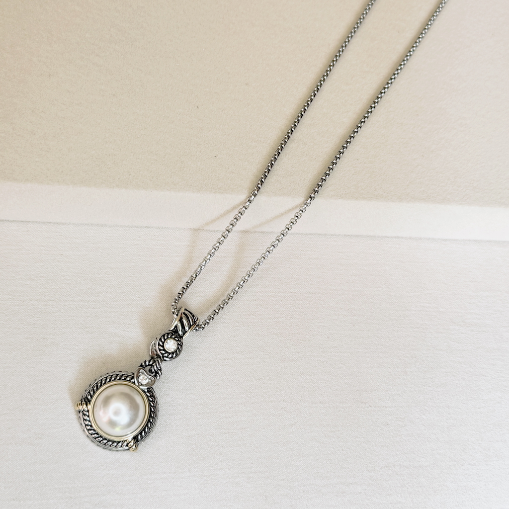 Collar gold&silver con perla