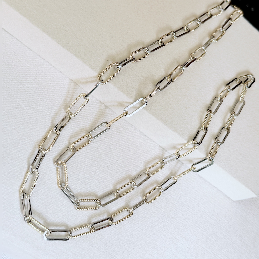 Collar largo gold&silver eslabones