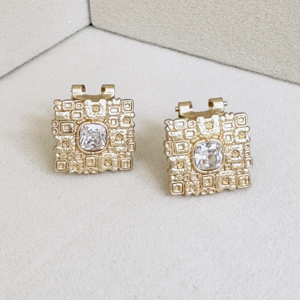 Arete gold&silver grabado transparente