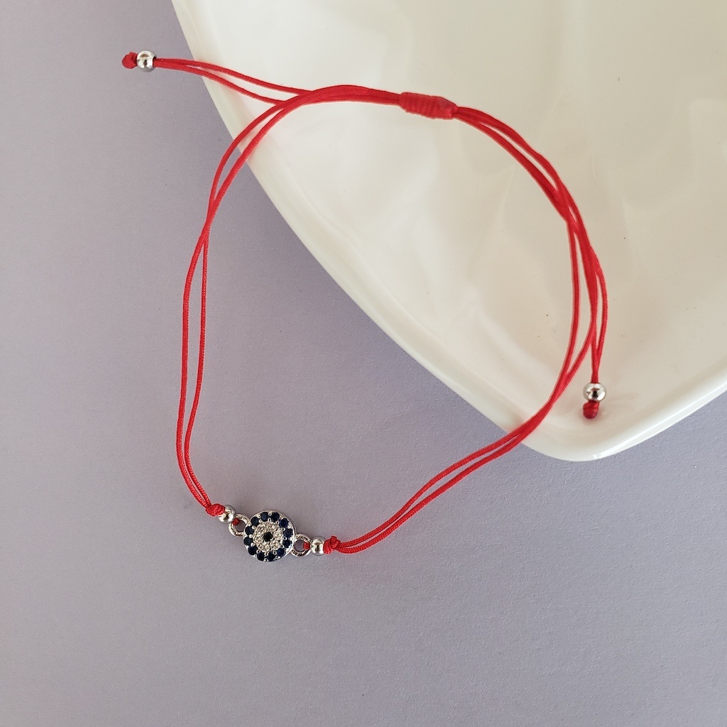 Pulsera Hilo rojo ojo en plateados