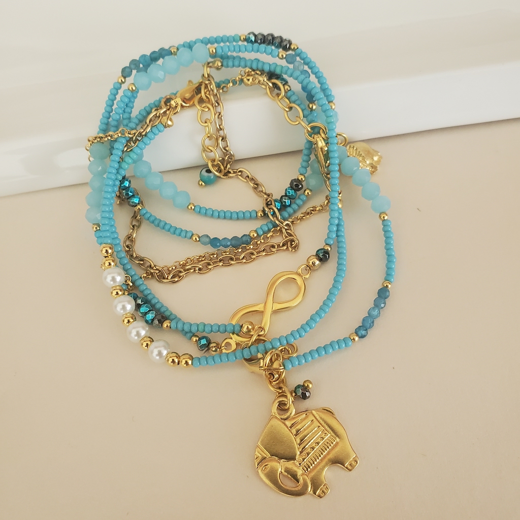 Pulsera Triple Turquesa