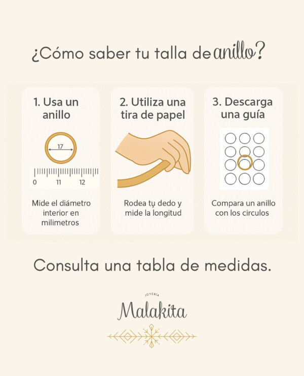 💍 ¿Quieres comprar un anillo pero no sabes tu talla?Te dejamos una guía rápida y práctica para descubrir tu talla de anillo desde casa, sin complicaciones. Incluye tips, tabla de tallas, imágenes ilustrativas y consejos si es un regalo.

✨ Encuentra tu talla ideal y elige esa pieza que te hará brillar.

📲 Lee el blog completo en el link de nuestra bio.

MalakitaJoyería TallaAnillo GuíaDeTalla JoyasConEstilo Anillos JoyeríaMexicana
